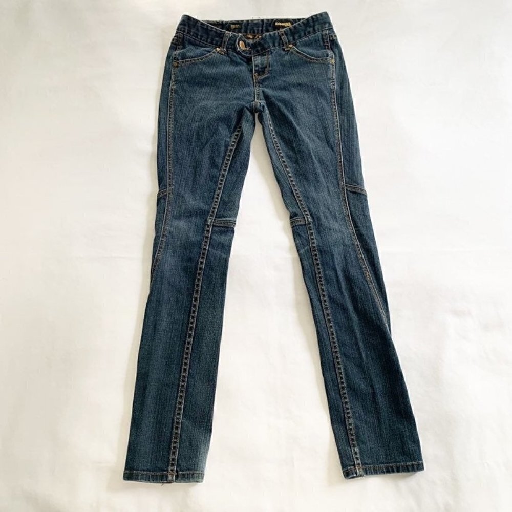 Express Stella Skinny Jeans Dark Wash Zipper Pocket Detail Women Size 2